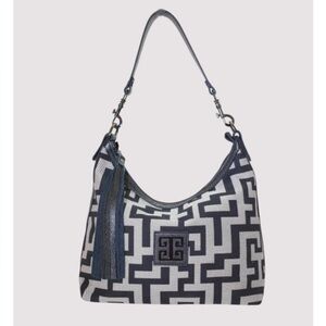 Tsantilis EL Mira classic pattern - Ecru Diagonal/ Black - Hobo Bag *NEW*